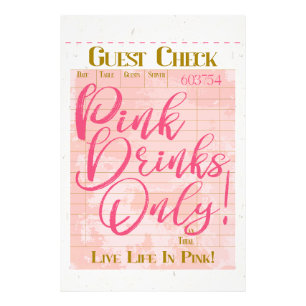 Gästkontroll Inleverans Rosa Drinks Preppy Feminin Fototryck