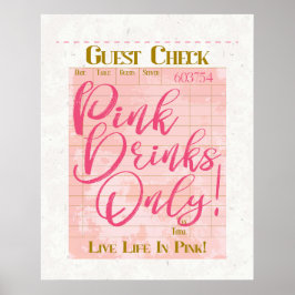 Gästkontroll Inleverans Rosa Drinks Preppy Feminin Poster