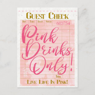 Gästkontroll Inleverans Rosa Drinks Preppy Feminin Vykort