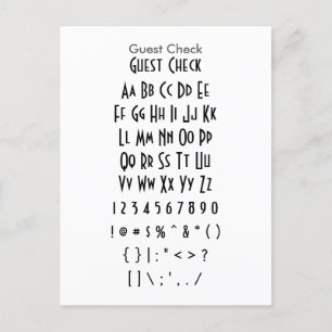 Gästkontroll - Zazzle Font Sampler Lakan Vykort