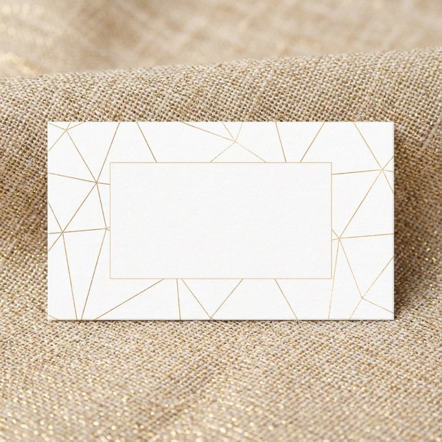 Gästkort för gästplats i guld ram i namn placeringskort (Geometric gold frame guest name place card.)