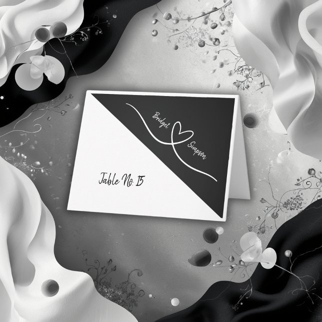 Gästkort för svart och vit enkel elegant tack kort (Skapare uppladdad)