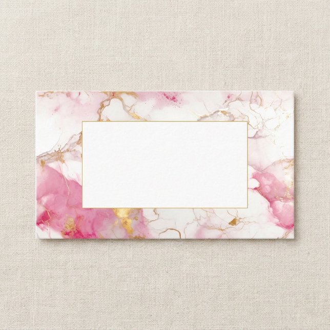 Gästkort för vit marmor och guld namn placeringskort (White and gold marble guest name place card.)