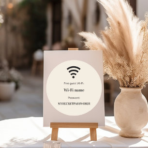 Gästkund wifi-nätverk lösenord beige runt klistermärke