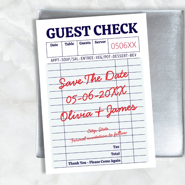 Gästkvitto Unikt Roligt Nyckfullt Handskrivet Spara Datumet (Guest Check Unique Fun Whimsical Handwritten Save The Date)