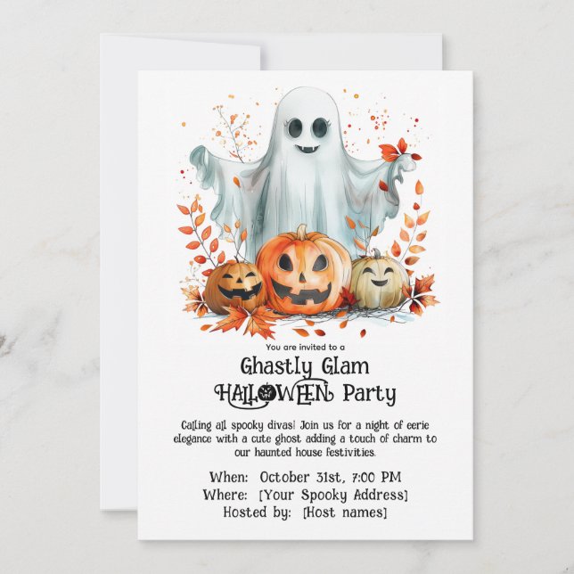 Gästlig Glam HALLOWEEN-fest Inbjudningar (Framsida)