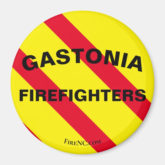 Gastonia Firefighters Red/Gult/Black Curve Magnet (Framsidan)