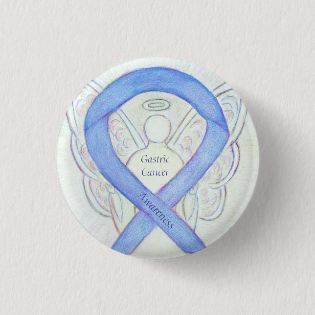 Gastric Cancer Angel Awareness Ribbon Art Pin Knapp (Framsida)