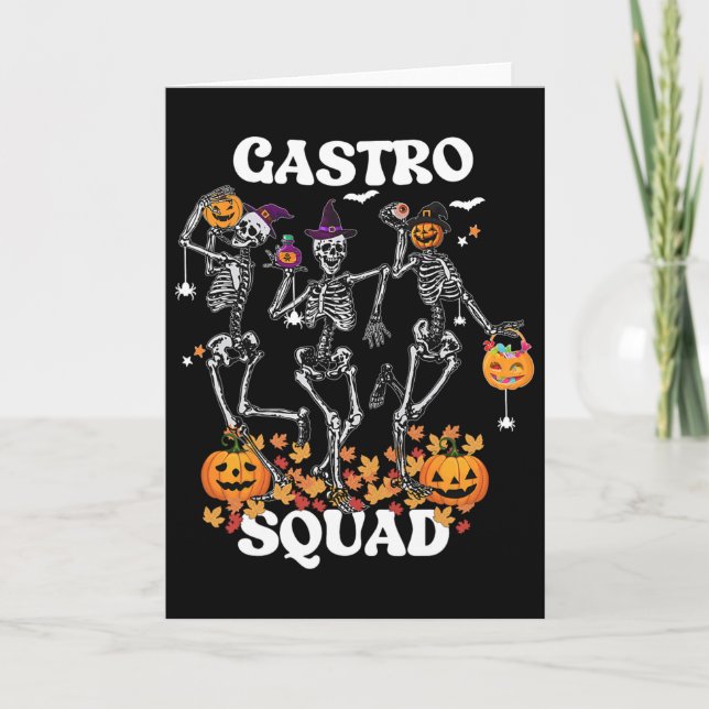 Gastro Squad Halloween skelett dansar endoskopi  Kort (Framsida)