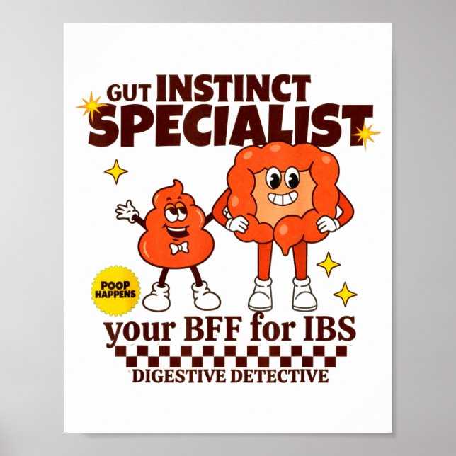 Gastroenterolog Retro Tarm Present Ibs Gi Endast Poster (Framsidan)
