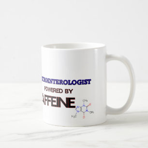 Gastroenterologist som drivas av koffein kaffemugg