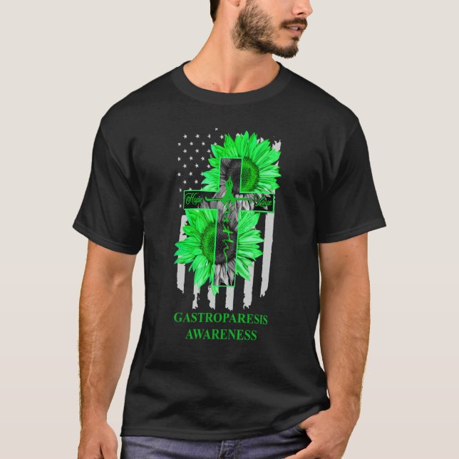 Gastroparesis Awareness Green Ribbon Faith Hope Lo T Shirt (Framsida)