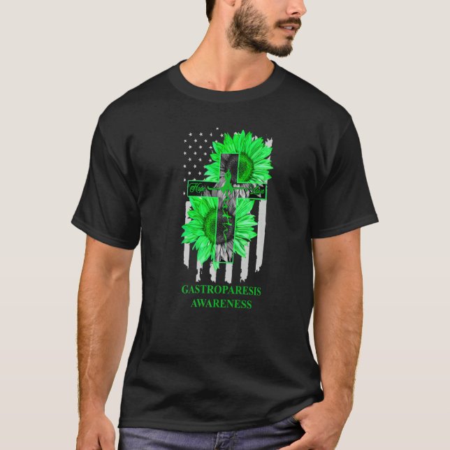 Gastroparesis Awareness Green Ribbon Faith Hope Lo T Shirt (Framsida)