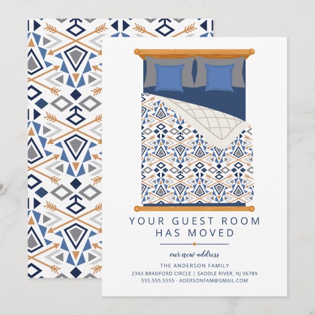 Gästrummet har Flyttat Flytta-meddelande Inbjudningar (Fram/baksida)