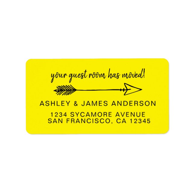 Gästrummet har Flyttat Gultens Nya adress Adressetikett (Framsidan)