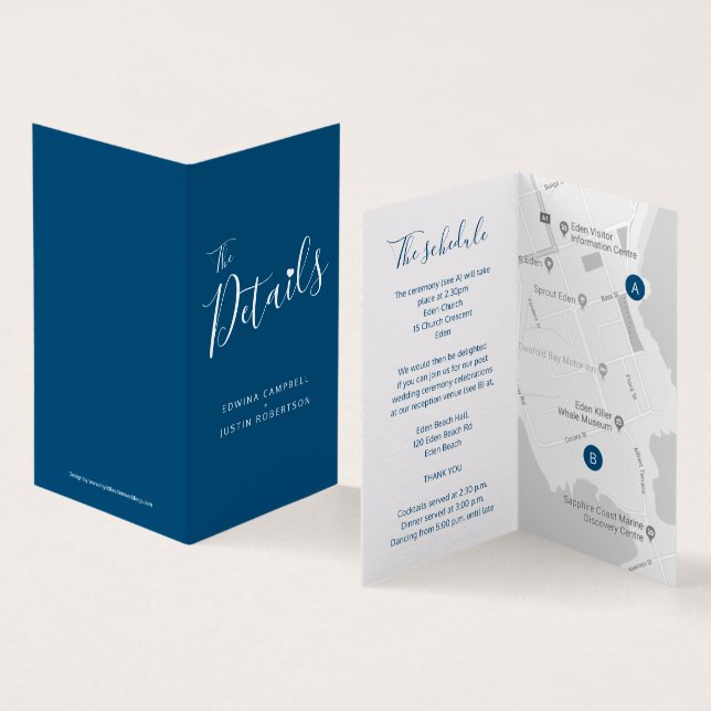 gästschemat bröllop eller händelseinformation kart kort (In- och utsida)