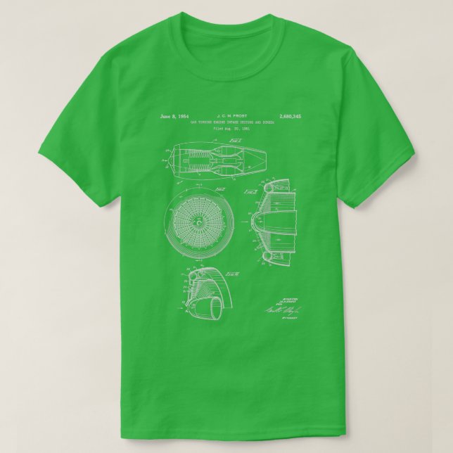 Gasturbinmotor 1954 patentvit t shirt (Design framsida)