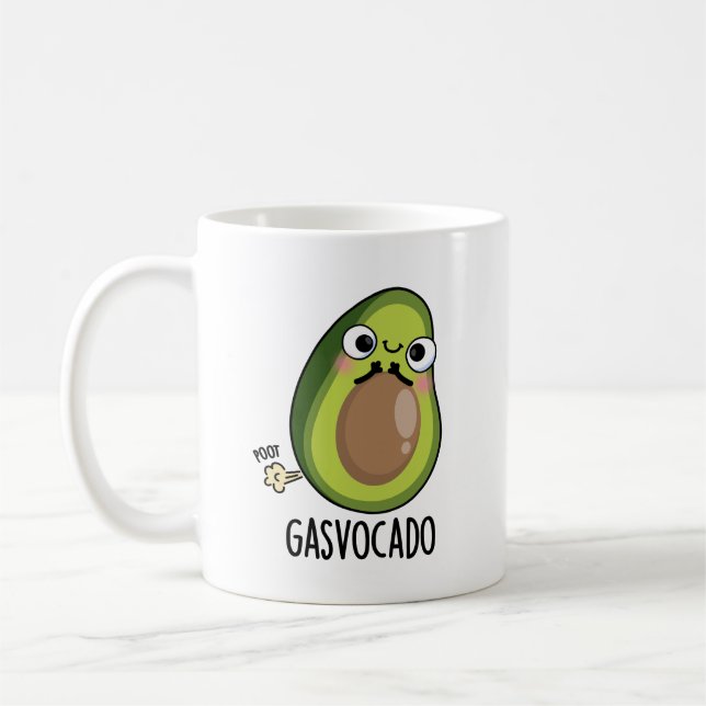 Gasvocado Funny Farting Avocado Pun Kaffemugg (Vänster)