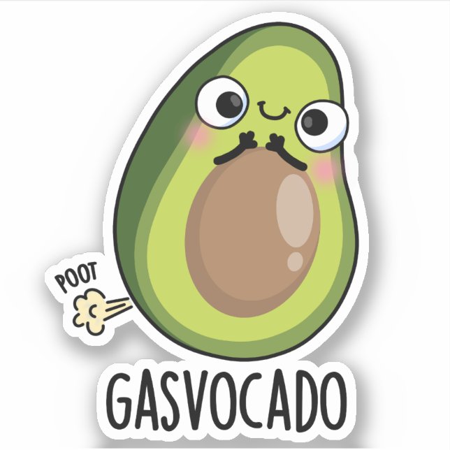 Gasvocado Funny Farting Avocado Pun Klistermärken (Framsida)