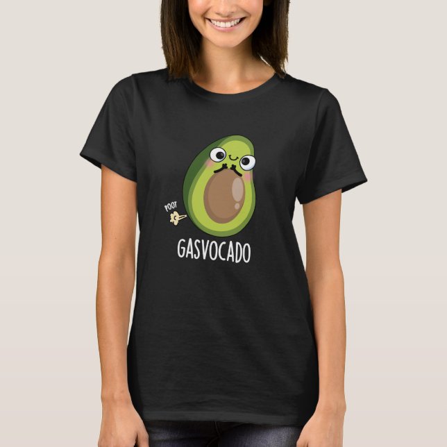 Gasvocado Funny Farting Avocado Pun Mörk BG T Shirt (Framsida)