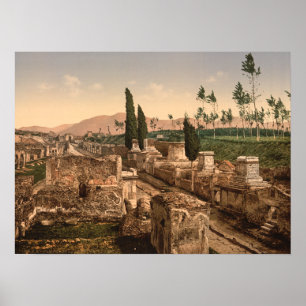 Gata av gravarna, Pompeii, Campania, italien Poster
