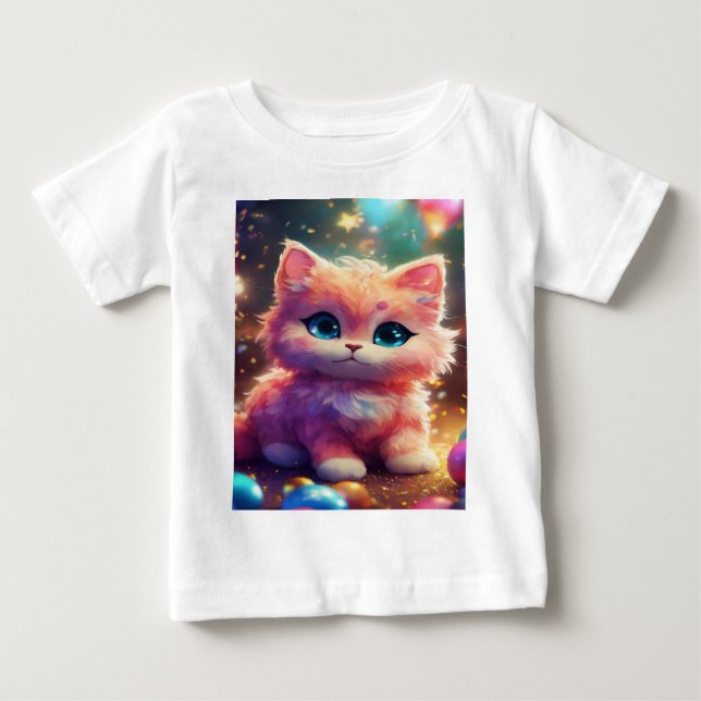 Gata bebê de pérola 3D fofa T Shirt (Framsida)
