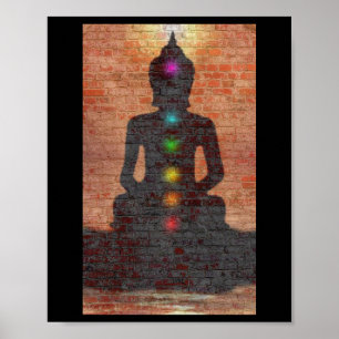 Gata Buddha med Chakras Poster