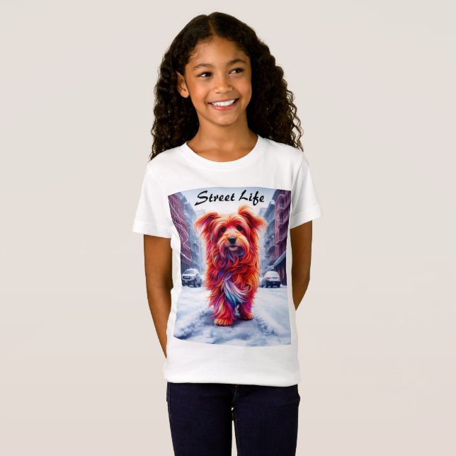 Gata hund i frostiskt vinterslam t shirt (Hel framsida)