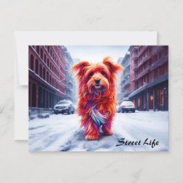 Gata hund i frostiskt vinterslam vykort