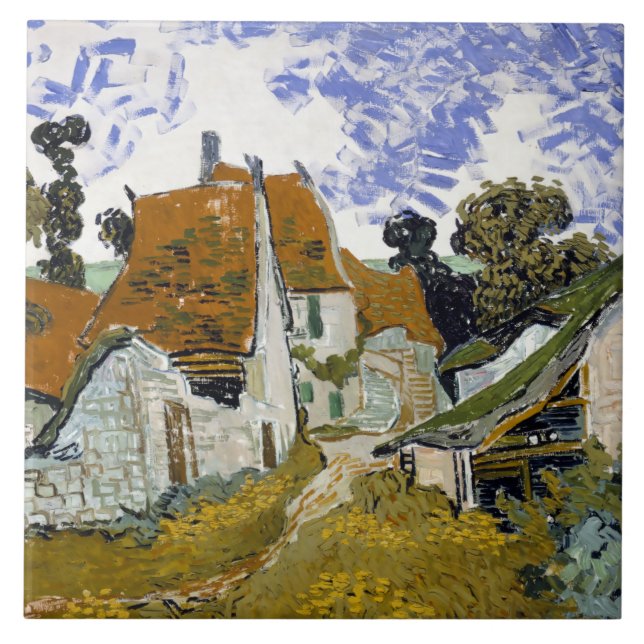 Gata i Auvers-sur-Oise av Vincent van Gogh Kakelplatta (Framsidan)