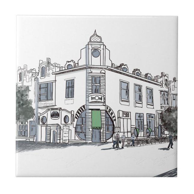 Gata i den gamla staden kakelplatta (Framsidan)