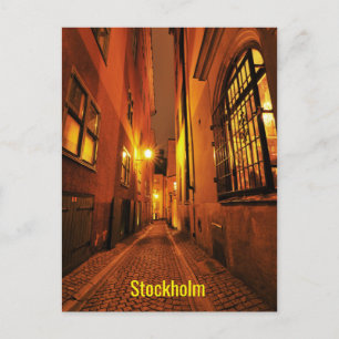 Gata i Gamla Stan i Stockholm, Sverige på natten Vykort