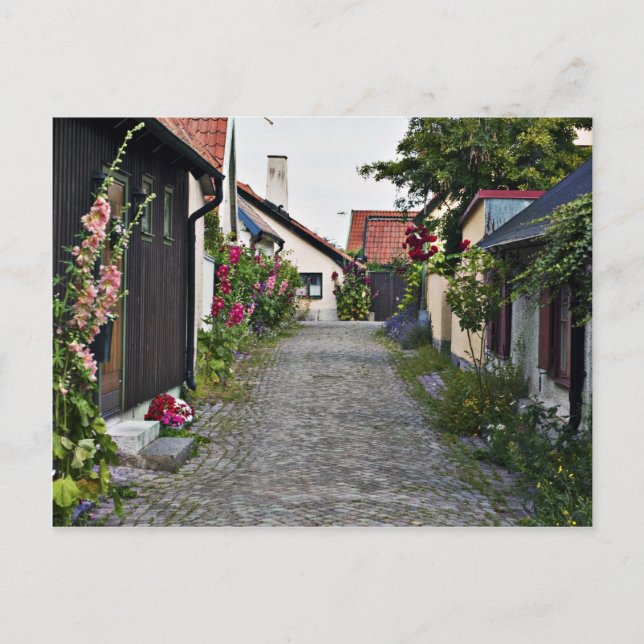 Gata i gammal Visby-Sverige Vykort (Framsida)