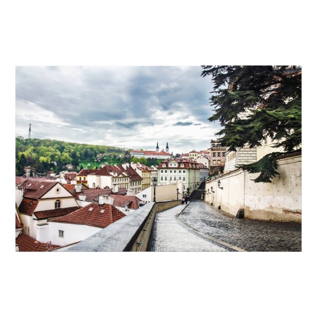 Gata i Prag i centrala staden Fototryck (Framsidan)