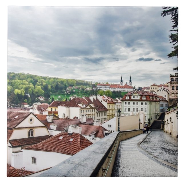 Gata i Prag i centrala staden Kakelplatta (Framsidan)