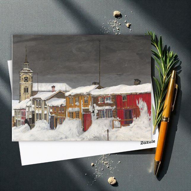 Gata i Røros i Winter, Winter Fine Art Vykort (Skapare uppladdad)
