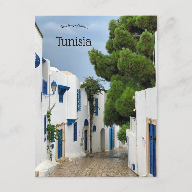 Gata i Sidi Bou Said Carthage Tunisien Vykort (Framsida)