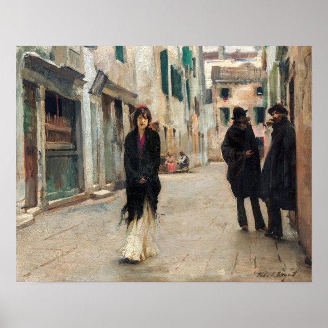 Gata i Venedig (1882) av John Singer Sargent Poster (Framsidan)