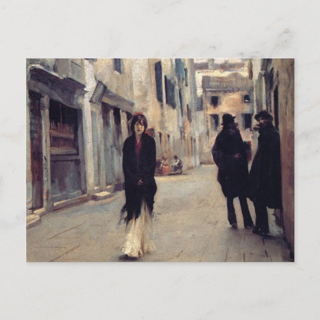 Gata i Venedig (Elegant kvinna) (Singer Sargent) Vykort (Framsida)