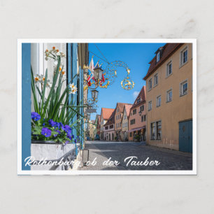 Gata med blommor i Rothenburg ob der Tauber Vykort