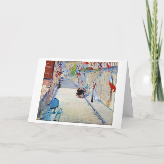 Gata med Fransk Flaggor, Manet Kort (Framsida)