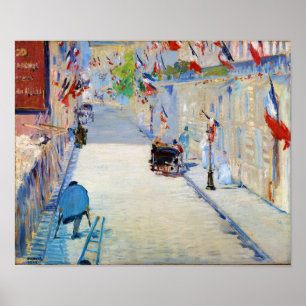 Gata med Fransk Flaggor, Manet Poster