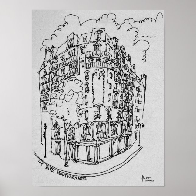 Gata Montparnasse Boulevard | Paris, Frankrike Poster (Framsidan)
