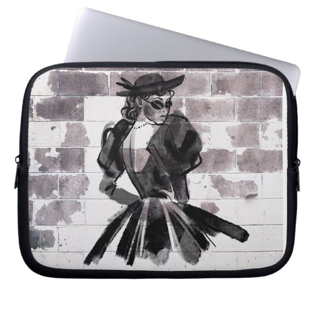 "Gata Muse - Mode på muren" Laptop Fodral (Framsidan)