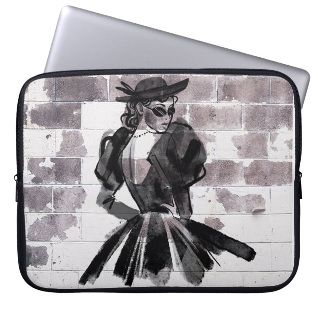 "Gata Muse - Mode på muren" Laptop Fodral (Framsidan)