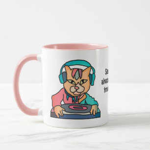 Gata Retro Cat med hörlurar Funny Mugg