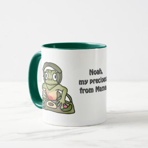 Gata Retro Frog med hörlurar Funny Mugg