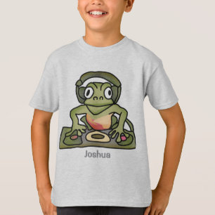 Gata Retro Frog med hörlurar Funny T Shirt