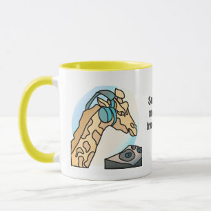 Gata Retro Giraffe med hörlurar Funny Mugg