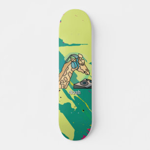 Gata Retro Giraffe med hörlurar Mini Skateboard Bräda 18,5 Cm